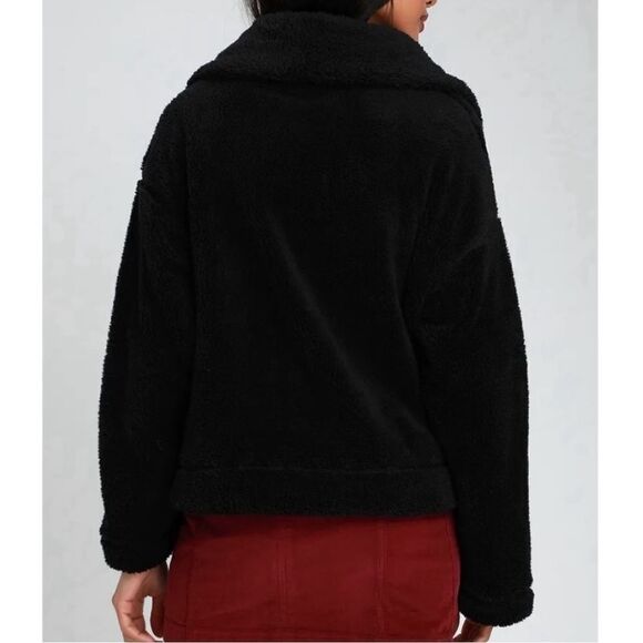 Free People FP Movement Jacket Black Hi Neck Fluffy Size XS - Picture 2 of 7